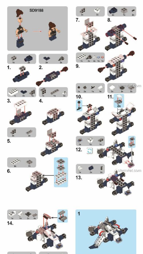 Robot Cảnh Sát Tương Lai SEMBO SD9192 - hướng dẫn SEMBO 9192 Robot Cảnh Sát Tương Lai SD9192 663 mảnh 2018