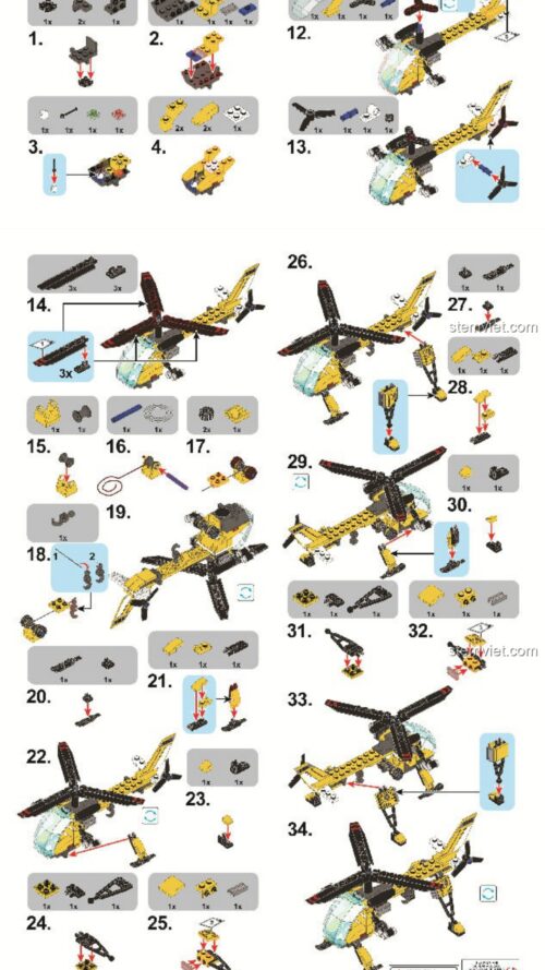 Sách hướng dẫn lắp ráp SEMBO 9357 Xe xúc lật dọn dẹp. Tải ngay file PDF gốc chất lượng cao, zoom chi tiết từng bước, in ấn rõ nét.