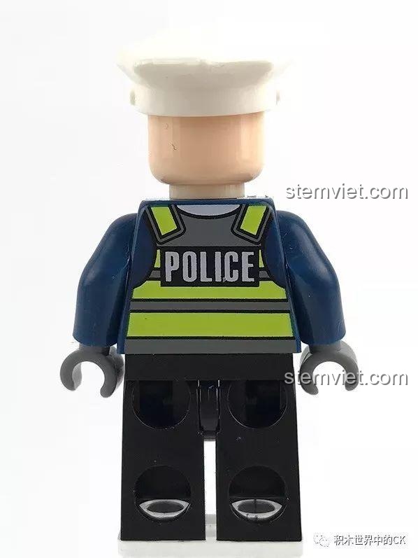 Minifigure cảnh sát giao thông Denny Zhang với bộ đàm và áo phản quang trong bộ Sembo SD 9510.