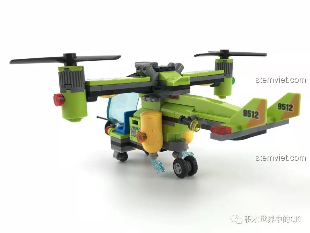 Nhìn từ bên hông phải của mô hình đồ chơi lắp ráp Sembo SD9512 Trực thăng Cứu Hộ.