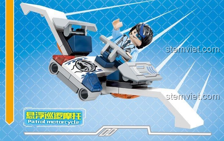 Bộ xếp hình SD9676 mô tô tuần tra, đồ chơi lắp ráp SEMBO cho bé trai 6 tuổi, rèn luyện kiên nhẫn