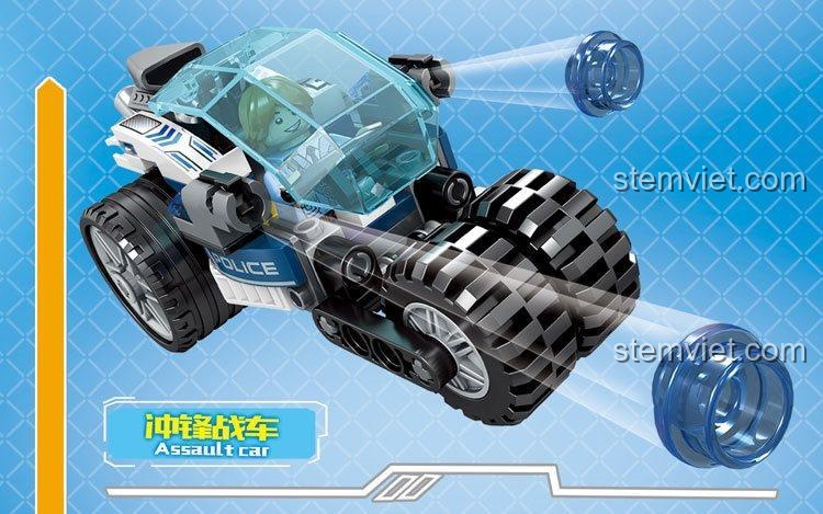 Đồ chơi xây dựng Đội Cảnh Sát Rồng Nộ SEMBO SD9676, xe tấn công có tính năng bắn đạn, đồ chơi sáng tạo cho bé trai
