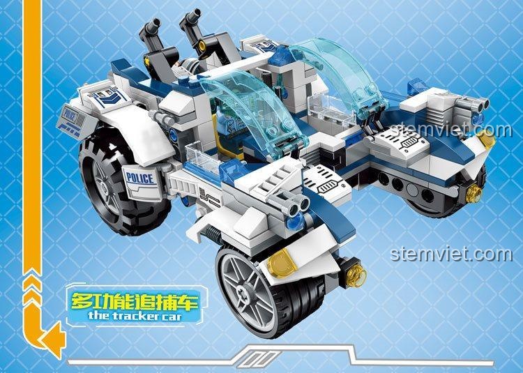 SEMBO SD9676 Xe Cảnh Sát Tương Lai, xe truy đuổi đa năng, đồ chơi lắp ráp biến hình cho bé trai, giá tốt