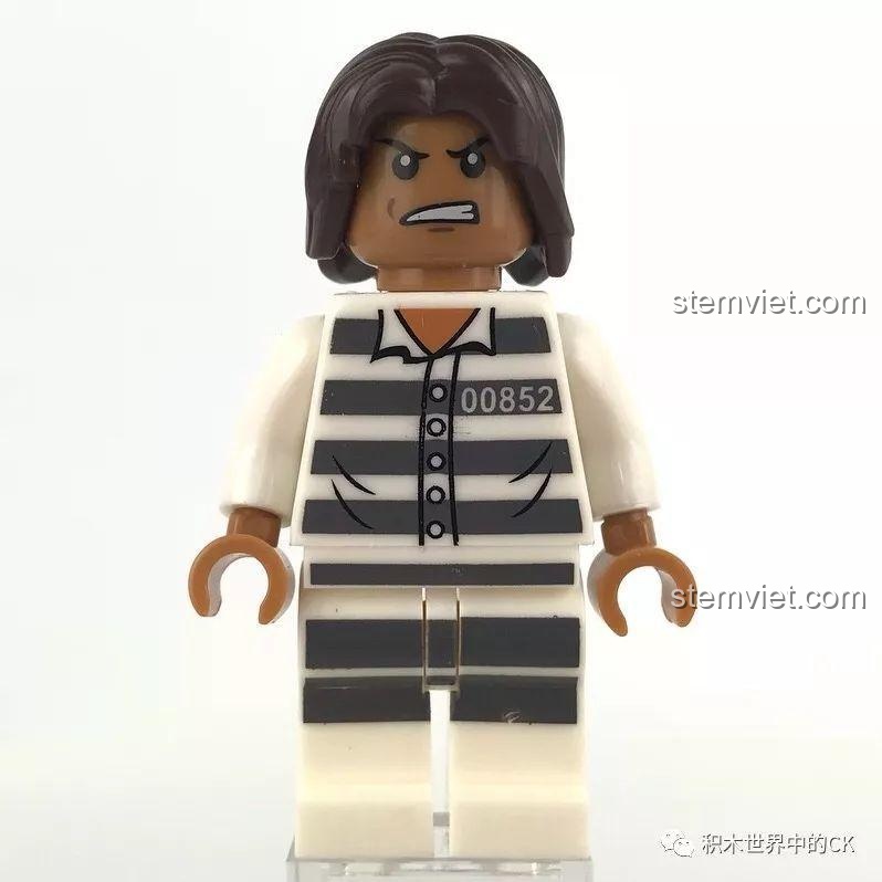 Mặt lưng minifigure Tên Trộm của bộ đồ chơi mô hình Xe Tải Cảnh Sát Biến Hình 9816, chi tiết sắc nét.