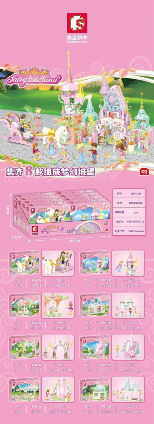 Hộp sản phẩm bộ đồ chơi SEMBO BLOCK 1815 Lâu đài Cổ tích Mộng mơ