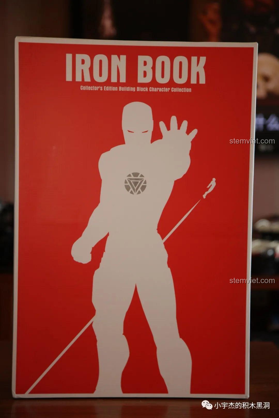 Mặt trước hộp bộ đồ chơi Sheng Yuan SY 1361 Sách Kỷ Niệm Minifigure Người Sắt Iron Book với hình Iron Man.