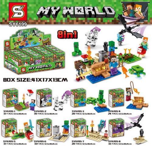 Bộ lắp ghép Minecraft SY6199 của Shengyuan SY, đồ chơi lắp ráp Cảnh nhỏ Minecraft 8 kiểu, phù hợp cho bé trai 6 tuổi, giá tốt.