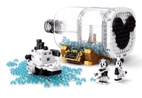bộ lắp ghép Tàu Hơi Nước Willie Shengyuan SY6293 với chuột Mickey và Minnie, đồ chơi mô hình cho bé 6 tuổi.