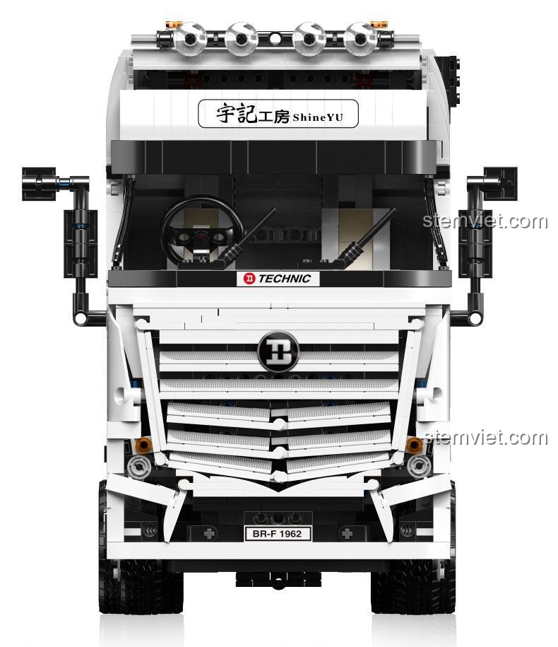 ShineYU Xe Đầu Kéo Mercedes-Benz Actros, mô hình xe tải nhìn từ phía trước, Happy Build Xe Tải Mercedes-Benz Actros cho con trai 8 tuổi.