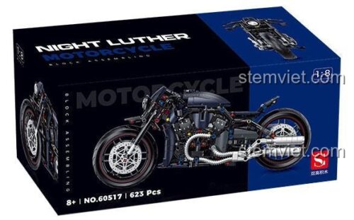 Hộp bộ xếp hình Mô hình xe Harley Night Luther Shuanggao 60517, đồ chơi lắp ghép xe mô tô Harley, chất lượng cao, giá tiết kiệm.