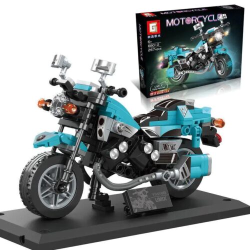 Bộ đồ chơi xe máy Yamaha V-MAX 68012, Mô tô Yamaha V-MAX, 267 chi tiết, dành cho bé 6 tuổi, màu xanh dương, đen, bạc, biểu tượng tốc độ, chất lượng cao