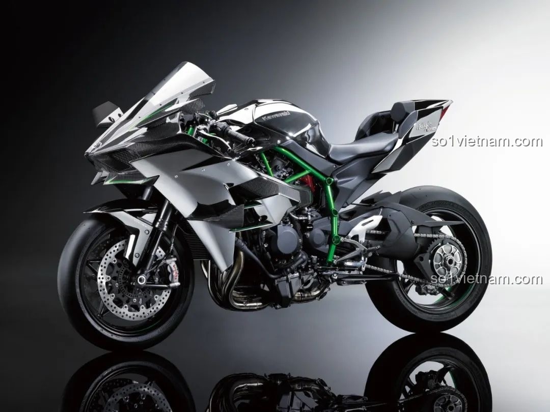Hình ảnh siêu mô tô Kawasaki Ninja H2R ngoài đời thực, nguồn cảm hứng cho bộ lắp ráp ZHEGAO QJ5183.