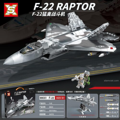 Hộp sản phẩm máy bay chiến đấu F-22 Raptor Sluban 88001