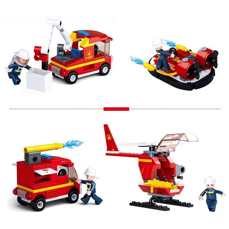 Bộ lắp ráp Sluban M38-0622A Xe cứu hỏa 4 trong 1 cho bé trai 6 tuổi, đồ chơi mô hình cứu hỏa giá tốt, bộ xếp hình biệt đội anh hùng cứu hỏa