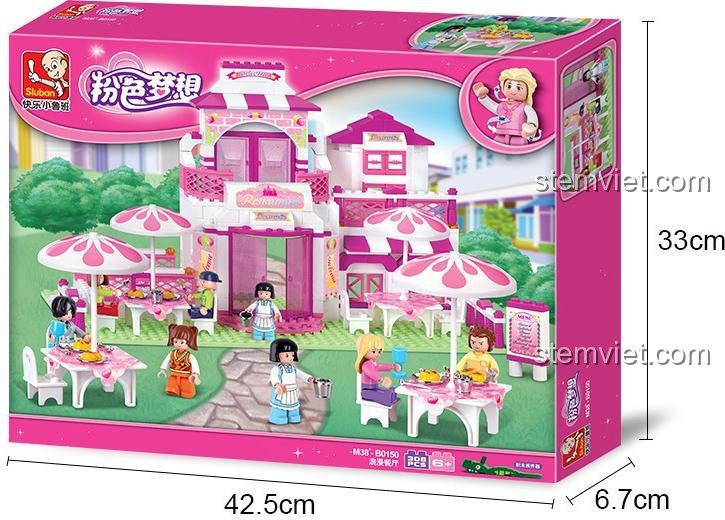 Toàn cảnh bộ lắp ghép Sluban M38-B0150 Nhà hàng Lãng mạn Hải Đường