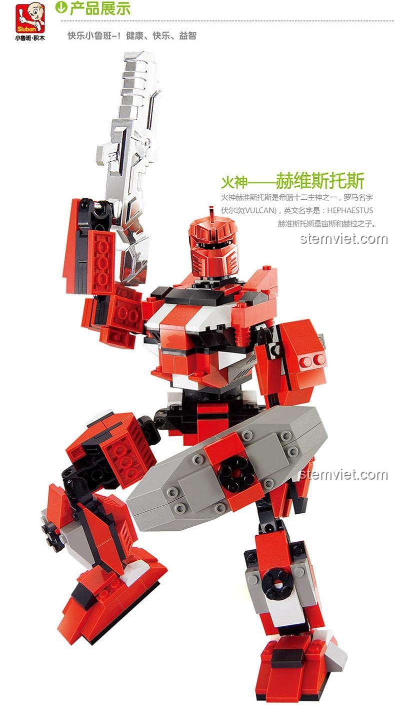 Mô hình Robot Lửa Hephaestus M38B0212 sau khi lắp ráp, một bộ xếp hình Robot Guardian Force ấn tượng.