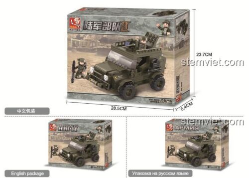 Hộp sản phẩm Xe Jeep Quân đội Sluban M38-B0299 - Bộ lắp ghép quân sự