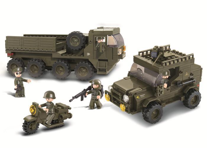 Bộ Lắp Ghép Quân Đội Hậu Cần Sluban M38-B0307 - Xe tải quân sự và xe jeep