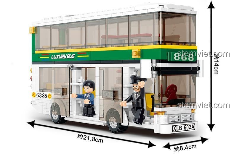 Kích thước xe buýt hai tầng bộ đồ chơi Sluban M38-B0331