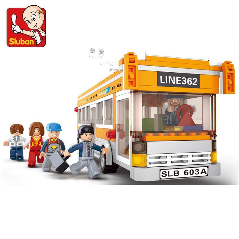 Sluban M38-B0332 Xe buýt điện thành phố với 4 minifigures, bộ đồ chơi lắp ráp cho bé trai 6 tuổi, giá tốt
