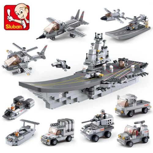 Bộ đồ chơi Sluban M38-B0537B Tàu sân bay Liêu Ninh và Đội hình Hải Lục Không 9 trong 1, đồ chơi mô hình quân sự cho bé trai 6 tuổi, giá tốt.