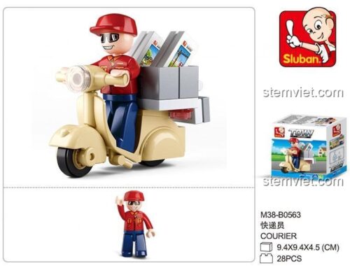 Hộp đồ chơi lắp ráp Sluban M38-B0563 Shipper, mô tả sản phẩm và kích thước hộp, đồ chơi cho bé trai 6 tuổi.