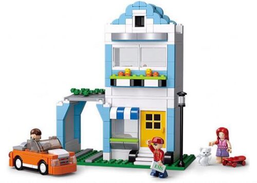 Mô hình bộ lắp ghép Sluban M38-B0572 Căn hộ của Lemy & Queenie với 305 chi tiết, bao gồm nhà 2 tầng, xe hơi và 3 minifigures. Đồ chơi sáng tạo cho bé gái 6 tuổi, giá rẻ.