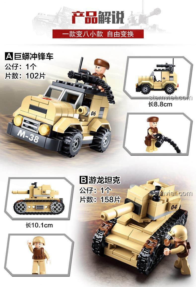 Bộ đồ chơi Sluban M38-B0587 mẫu A Xe Jeep Quân Sự Prowler