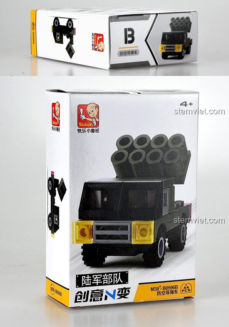 Hộp sản phẩm Bộ Lắp Ghép Xe Quân Đội Sluban M38-B0596 4 Mẫu Sáng Tạo - Máy Bay Chiến Đấu