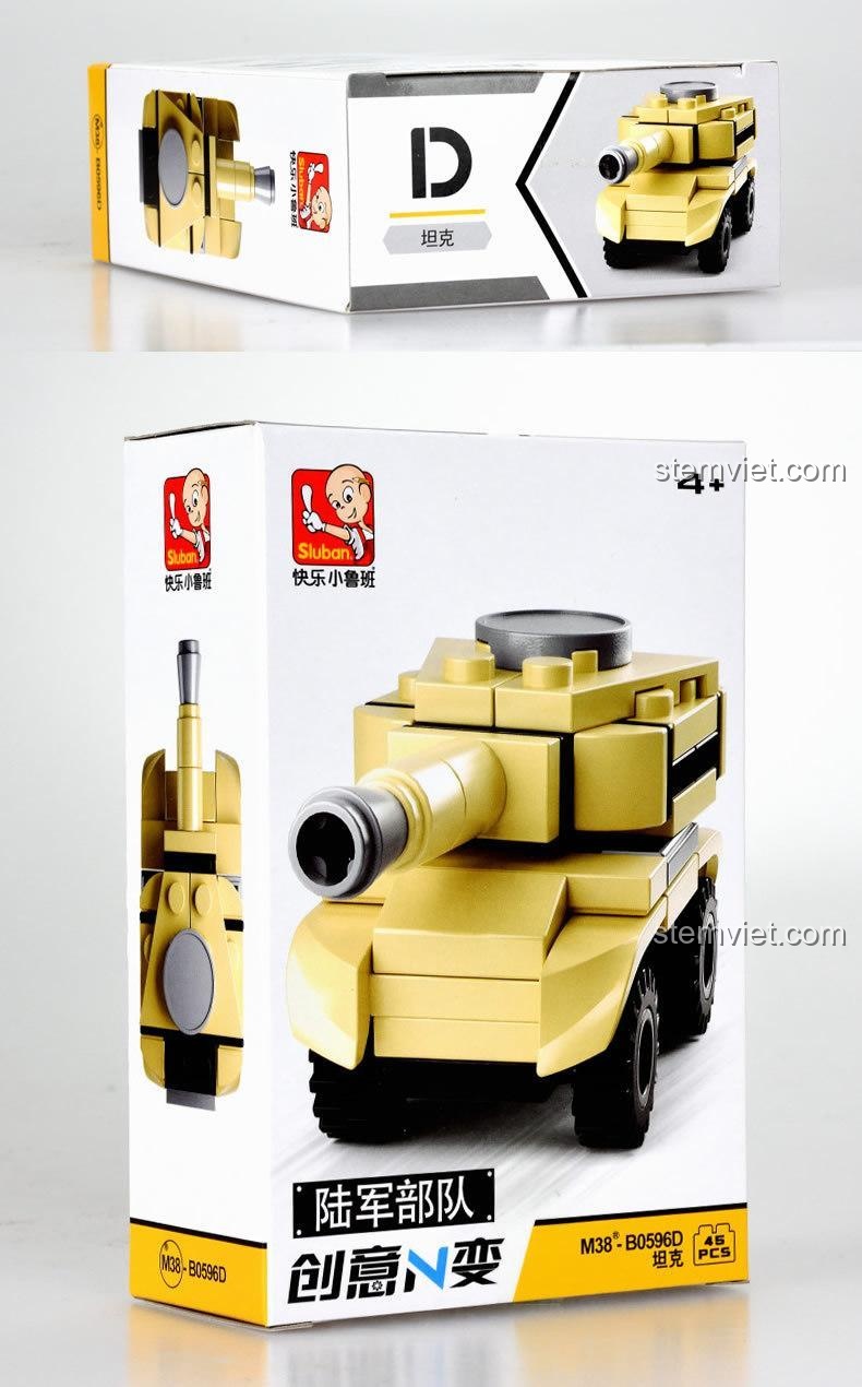 Hộp sản phẩm Bộ Lắp Ghép Xe Quân Đội Sluban M38-B0596 4 Mẫu Sáng Tạo - Xe Pháo