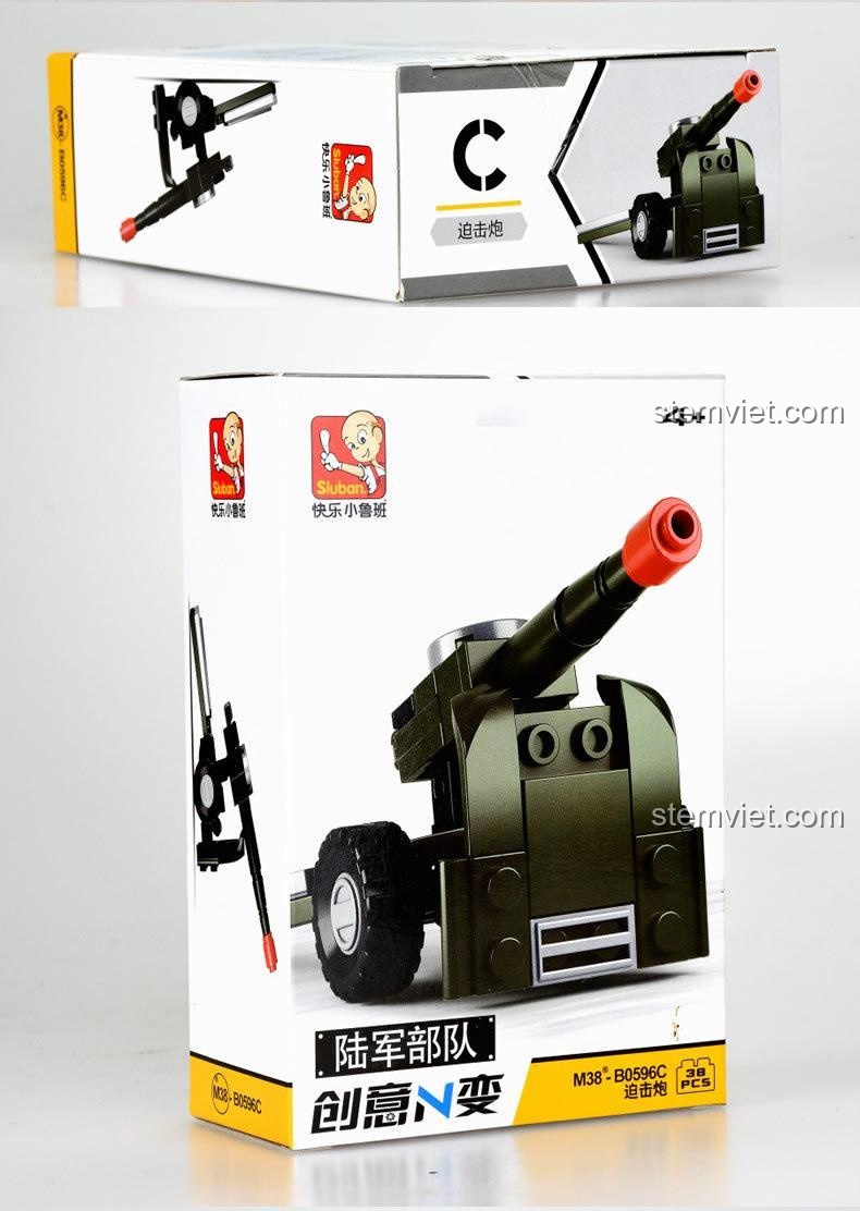 Hộp sản phẩm Bộ Lắp Ghép Xe Quân Đội Sluban M38-B0596 4 Mẫu Sáng Tạo - Xe Tên Lửa