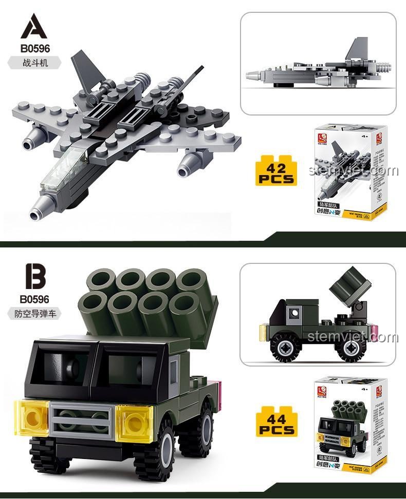Bộ Lắp Ghép Xe Quân Đội Sluban M38-B0596 4 Mẫu Sáng Tạo - Xe Tên Lửa