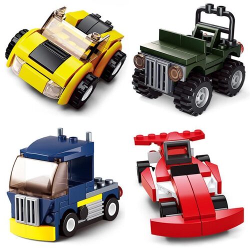 Bộ đồ chơi lắp ráp Sluban M38-B0597C 4 mẫu xe sáng tạo, phù hợp bé trai 4 tuổi, giá tốt, giúp phát triển tư duy.