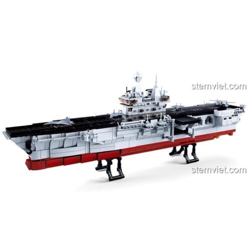 Đồ chơi mô hình Sluban M38-B0699 Tàu sân bay trực thăng Type 075, có đế trưng bày, món quà ý nghĩa cho bé trai yêu thích quân sự.