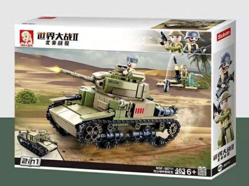 Bộ lắp ráp Xe tăng M13/40 Sluban M38-B0711, đồ chơi mô hình quân sự cho bé trai 6 tuổi, giá tốt, chất lượng cao. Ảnh hộp sản phẩm.