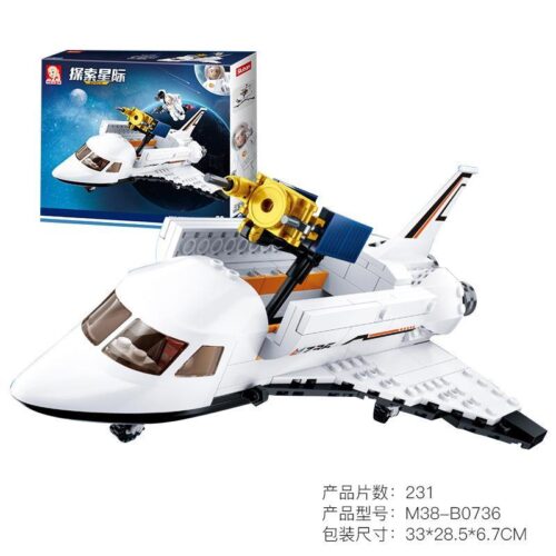 Hộp sản phẩm bộ lắp ghép Tàu Con Thoi Sluban M38-B0736. Đồ chơi cho bé trai 6 tuổi, giá rẻ.