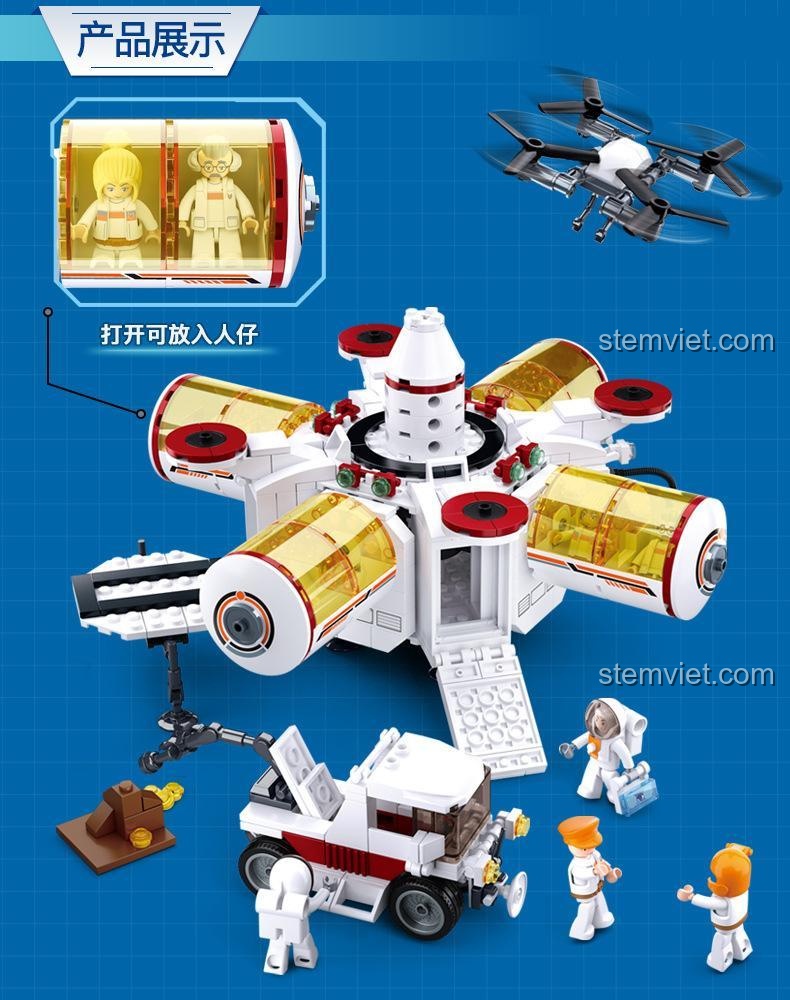 Tính năng mở khoang chứa của bộ đồ chơi Sluban M38-B0739, tương thích LEGO.