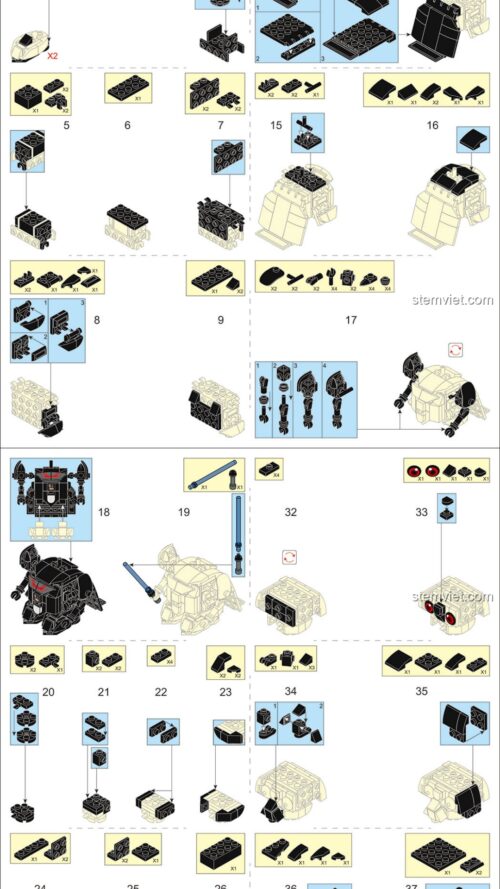 Q版 Hắc Vũ Sĩ Sluban M38-B0761M hướng dẫn lắp ráp Sluban M38-B0761M Darth Vader Q版