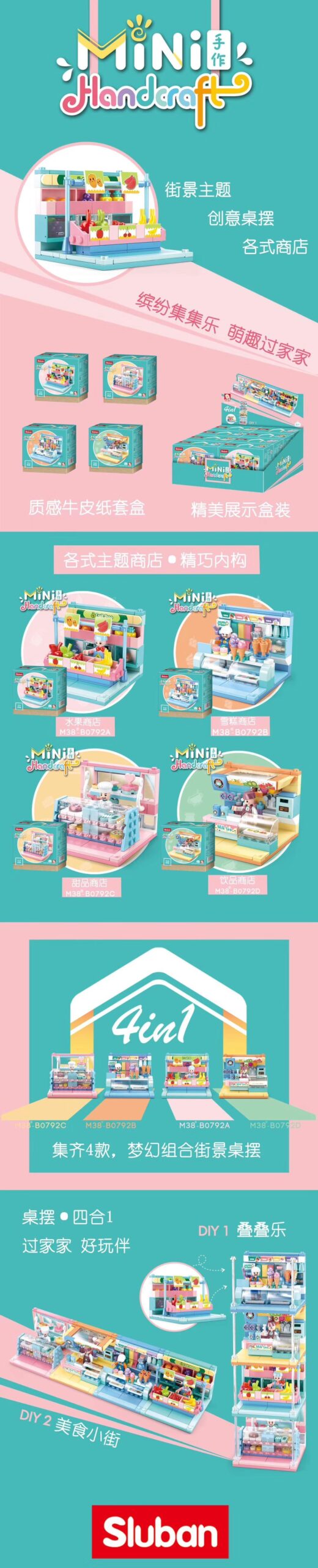 Logo Mini Handcraft Sluban M38-B0792B bộ đồ chơi lắp ghép cửa hàng kem cho bé gái 6 tuổi giá tốt