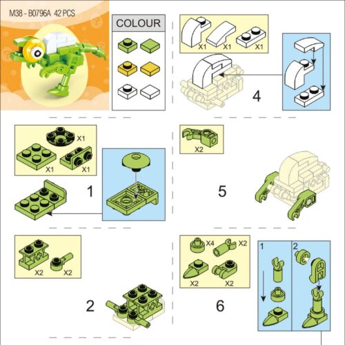 Bộ Lắp Ghép Khủng Long Hợp Thể QBricks Egg 6in1 Sluban M38-B0796 hướng dẫn lắp ghép Sluban M38 B0796 Khủng long hợp thể