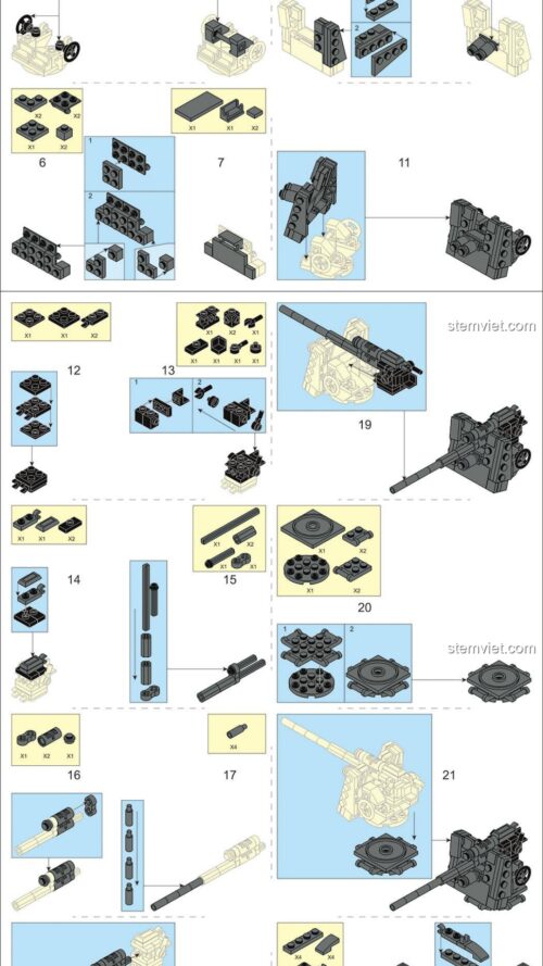 Pháo Chống Tăng 88MM Đức Thế Chiến II Sluban M38-B0852 hướng dẫn lắp ráp Sluban M38-B0852 Pháo Phòng Không 88MM