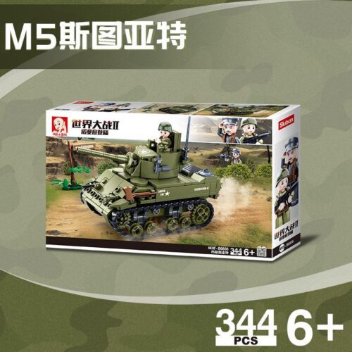 Bộ lắp ráp Xe Tăng M5 Stuart Sluban M38-B0856 cho bé trai 6 tuổi, mô hình quân sự chất lượng cao, giá tốt