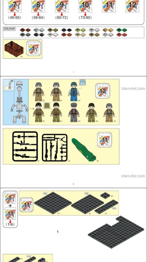 Pháo đài Đại Tây Dương Sluban M38-B0861 hướng dẫn lắp ghép Sluban B0861 Pháo đài Đại Tây Dương