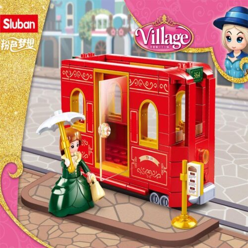 Bộ lắp ghép Sluban M38-B0871 Xe điện tham quan công chúa màu hồng đáng yêu cho bé gái 6 tuổi giá tốt