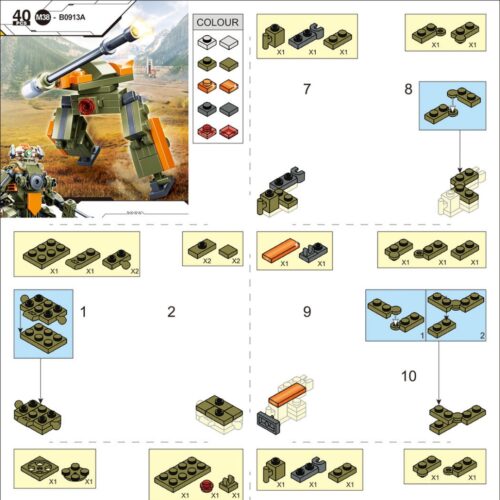 Bão Nguyên Tử: Cảnh Sát Cơ Giáp Thiết Giáp và Bọ Cơ Giáp Khổng Lồ Sluban M38-B0913 hướng dẫn lắp ráp Sluban M38 B0913 Robot biến hình Atomic Storm