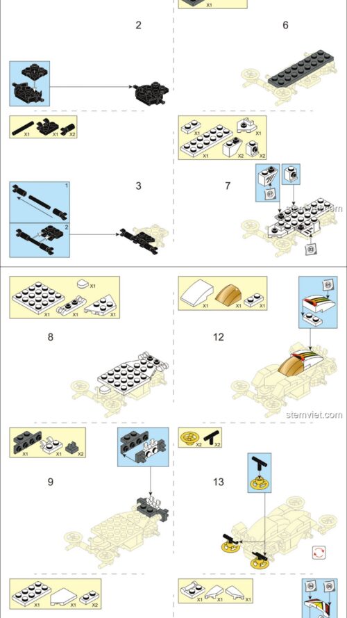 Bộ Sưu Tập 8 Xe Đua Rực Lửa và Xe Thành Phố Sluban M38-B0916 hướng dẫn lắp ráp Sluban M38B0916 Xe cứu hỏa kéo lùi