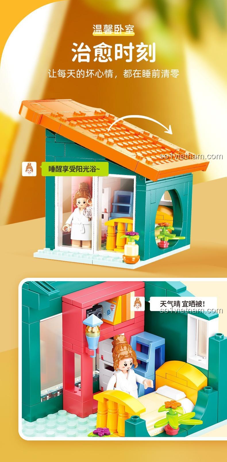 Hộp quà của bộ đồ chơi Ngôi nhà xếp chồng sắc màu Sluban M38-B1090