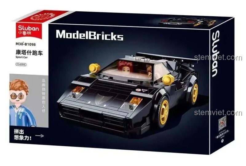 Mô hình xe đua Lamborghini Countach Sluban B1098, chất lượng tương đương LEGO® Speed Champions, giá tốt.