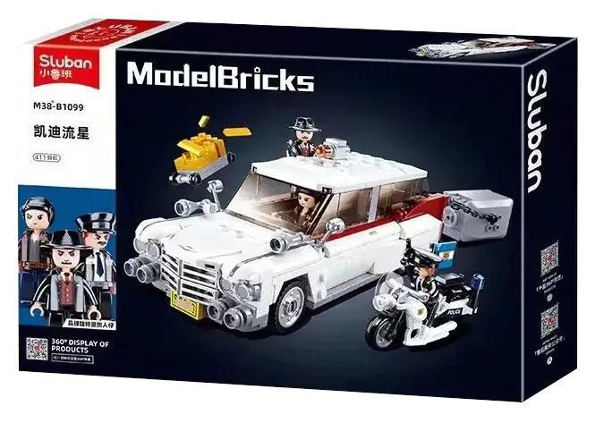 bộ lắp ghép Xe Cadillac Cổ Điển Cảnh Sát Sluban M38-B1099, mô hình xe cảnh sát cổ điển cho bé trai 6 tuổi, giá tốt