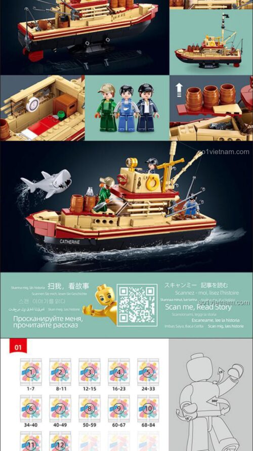 Thuyền đánh cá Đại Bạch Shark Sluban M38-B1118 sách Sluban B1118 Mô hình thuyền đánh cá